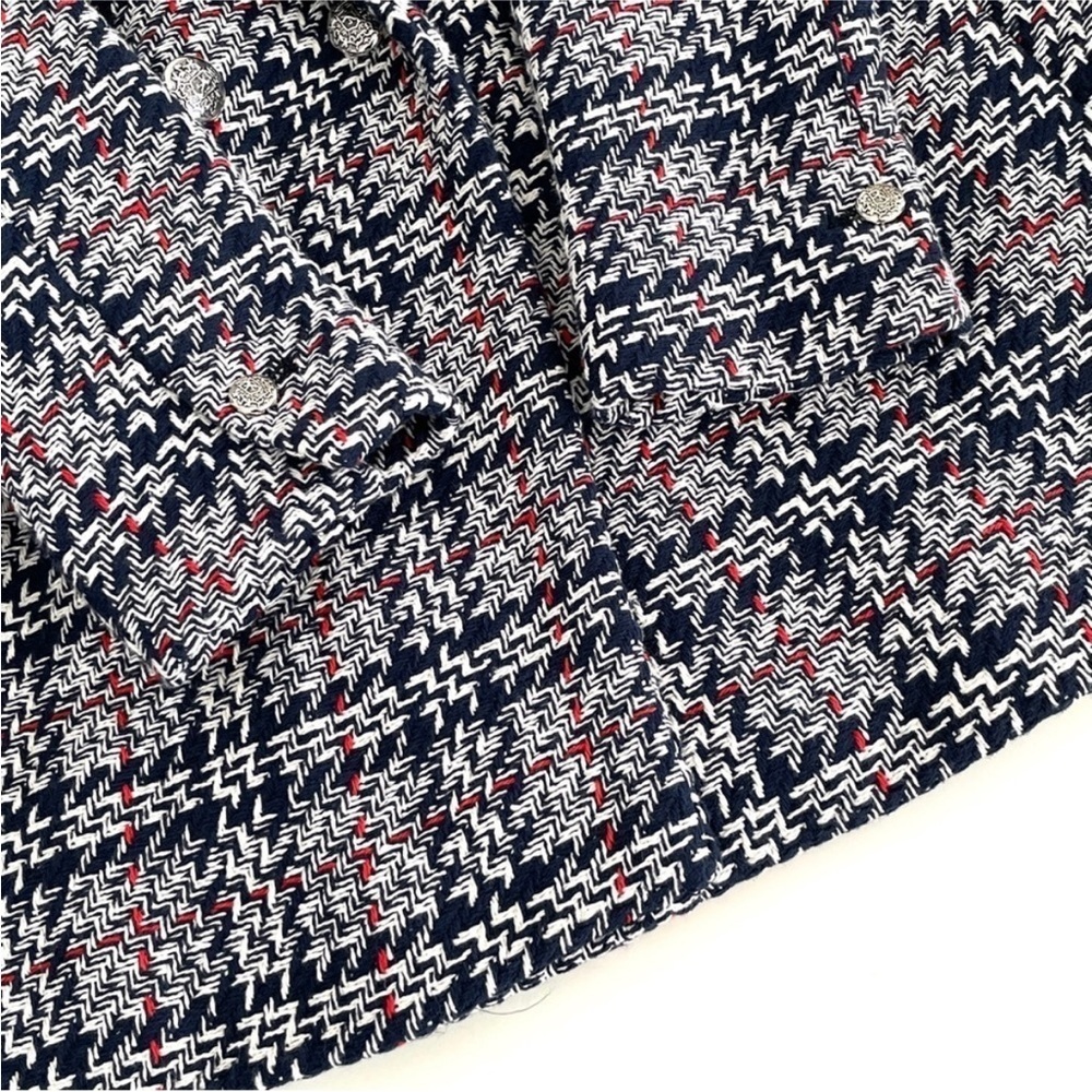 Zara Tweed Blazer Jacket Navy & Red Plaid - Picture 9 of 16